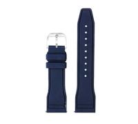NFJNFCF Compatible With Union Belize Series D009.427 Red Yellow White Panda Montblanc 1858 Northern And Southern Hemisphere Fluororubber Watch Strap(Dark blue-sk pin,21mm)