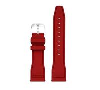 NFJNFCF Compatible With Union Belize Series D009.427 Red Yellow White Panda Montblanc 1858 Northern And Southern Hemisphere Fluororubber Watch Strap(Red-steel pin,22mm)