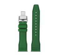 NFJNFCF Compatible With Union Belize Series D009.427 Red Yellow White Panda Montblanc 1858 Northern And Southern Hemisphere Fluororubber Watch Strap(Green sk Folding,20mm)