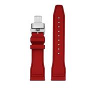 NFJNFCF Compatible With Union Belize Series D009.427 Red Yellow White Panda Montblanc 1858 Northern And Southern Hemisphere Fluororubber Watch Strap(Red-sk Folding,22mm)