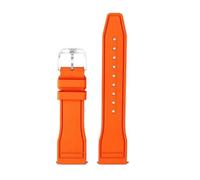 NFJNFCF Compatible With Union Belize Series D009.427 Red Yellow White Panda Montblanc 1858 Northern And Southern Hemisphere Fluororubber Watch Strap(Orange-steel pin,21mm)