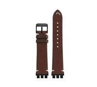 NFJNFCF Cowhide Strap Compatible With Swatch YVS420 YVS454 451 400 YVB404 Concave-convex Trident Interface Soft Men's Vintage Bracelet Watch Accesso(Dark brown bk)