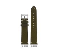 NFJNFCF Cowhide Strap Compatible With Swatch YVS420 YVS454 451 400 YVB404 Concave-convex Trident Interface Soft Men's Vintage Bracelet Watch Accesso(Army green sk)