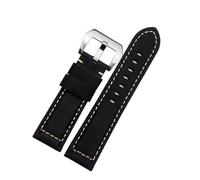 NFJNFCF Dark Brown Frosted Vintage Leather Watch Strap Compatible With Panerai JEEP Seiko Breitling Diesel Men's Watchband 22mm 24mm 26mm Blue Khak(Black silver clasp,24mm width)