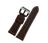 NFJNFCF Dark Brown Frosted Vintage Leather Watch Strap Compatible With Panerai JEEP Seiko Breitling Diesel Men's Watchband 22mm 24mm 26mm Blue Khak(Dark brown Black,22mm width)