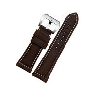 NFJNFCF Dark Brown Frosted Vintage Leather Watch Strap Compatible With Panerai JEEP Seiko Breitling Diesel Men's Watchband 22mm 24mm 26mm Blue Khak(Dark brown Silver,22mm width)