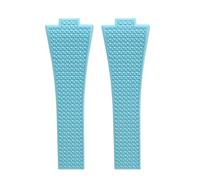 NFJNFCF FKM Strap Compatible With Tissot PRX Super Player Series Men Fluoro Rubber Quick Release Convex Butterfly Buckle Watch Band Accessories 12mm(Light blue,12mm)