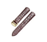 NFJNFCF Genuine Leather Watch Strap Compatible With Cartier Balloon Blue De Series Waterproof Exquisite Crocodile Leather Convex Interface Watchband(Brown-Golden-Z4,8x16mm)