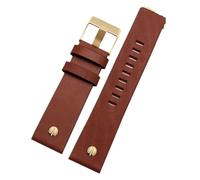 NFJNFCF Genuine Leather Watch Strap Compatible With Diesel Leather Watch Band Large Dial Dz7333 Dz7348 Dz4318 Men's And Women's Accessories(Brown plain-gold,28mm)