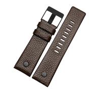 NFJNFCF Genuine Leather Watch Strap Compatible With Diesel Leather Watch Band Large Dial Dz7333 Dz7348 Dz4318 Men's And Women's Accessories(Brown-black buckle,28mm)