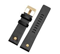 NFJNFCF Genuine Leather Watch Strap Compatible With Diesel Leather Watch Band Large Dial Dz7333 Dz7348 Dz4318 Men's And Women's Accessories(Black tabby-gold,26mm)