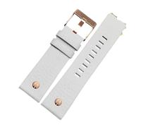 NFJNFCF Genuine Leather Watch Strap Compatible With Diesel Leather Watch Band Large Dial Dz7333 Dz7348 Dz4318 Men's And Women's Accessories(White-rose gold,22mm)