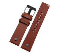 NFJNFCF Genuine Leather Watch Strap Compatible With Diesel Leather Watch Band Large Dial Dz7333 Dz7348 Dz4318 Men's And Women's Accessories(Brown plain-black,24mm)