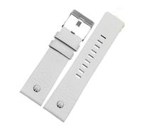 NFJNFCF Genuine Leather Watch Strap Compatible With Diesel Leather Watch Band Large Dial Dz7333 Dz7348 Dz4318 Men's And Women's Accessories(White-steel buckle,24mm)