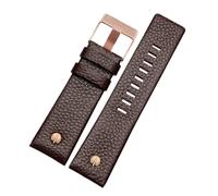 NFJNFCF Genuine Leather Watch Strap Compatible With Diesel Leather Watch Band Large Dial Dz7333 Dz7348 Dz4318 Men's And Women's Accessories(Brown-rose gold,28mm)