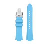 NFJNFCF Modified Silicone Rubber Strap Compatible With Casio EFR-S108D EFS-S570 ECB-10YDC Sports Watchband Watch Accessories(Sky blue silver,EFS-S570)