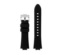 NFJNFCF Modified Silicone Rubber Strap Compatible With Casio EFR-S108D EFS-S570 ECB-10YDC Sports Watchband Watch Accessories(Black silver pin,EFS-S570)