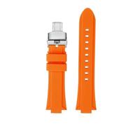 NFJNFCF Modified Silicone Rubber Strap Compatible With Casio EFR-S108D EFS-S570 ECB-10YDC Sports Watchband Watch Accessories(Orange silver,EFS-S570)