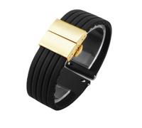 NFJNFCF Non-Dust Silicone Watch Strap Compatible With Seiko No. 5 Strap Rubber Ber Seiko5 Pilot Water Ghost Watch Band Sweat-Proof 18 20 22 24mm(Black-Golden-Z13,18mm)
