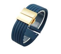 NFJNFCF Non-Dust Silicone Watch Strap Compatible With Seiko No. 5 Strap Rubber Ber Seiko5 Pilot Water Ghost Watch Band Sweat-Proof 18 20 22 24mm(Blue-Golden-Z13,18mm)