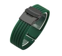 NFJNFCF Non-Dust Silicone Watch Strap Compatible With Seiko No. 5 Strap Rubber Ber Seiko5 Pilot Water Ghost Watch Band Sweat-Proof 18 20 22 24mm(Green-Black-Safe,18mm)