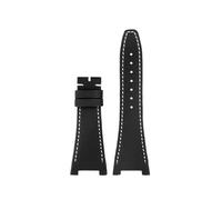 NFJNFCF Nylon Leather Bottom Watchband Compatible With IWC Engineer Series IW500501 IW378507 Iw323601 Men's Watch Strap 30 * 16mm Notch Steel Buckle(Black White no clasp)