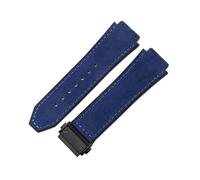 NFJNFCF Soft Comfortable Frosting Cowhide Watch Strap Compatible With Yubo Classic Fusion Black 19mm Rubber Underskin Wristband(Sky Blue-Black-Z2)