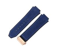 NFJNFCF Soft Comfortable Frosting Cowhide Watch Strap Compatible With Yubo Classic Fusion Black 19mm Rubber Underskin Wristband(Sky Blue-Rose-Z2)