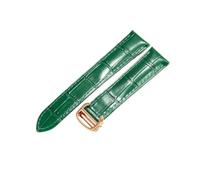 NFJNFCF Unisex Dual Tail Tech Compatible With Cartier MUST Watchband Genuine Leather Black Brown Flat Interface Folding Clasp Waterproof Strap(Green-Rose-Z4,22mm)
