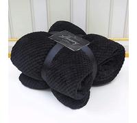 NFK Popcorn Throw Waffle Cloud Style Blanket Soft Warm Cosy Bed And Sofa Fleece Blanket (BLACK, Single 130x150cms)