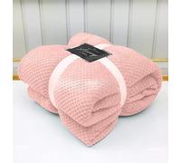 NFK Popcorn Throw Waffle Cloud Style Blanket Soft Warm Cosy Bed And Sofa Fleece Blanket (BLUSH PINK, Double 150x200cms)