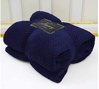 NFK Popcorn Throw Waffle Cloud Style Blanket Soft Warm Cosy Bed And Sofa Fleece Blanket (Navy, Single 130x150cms)