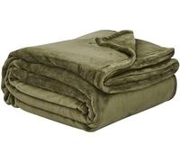NFK Textile 100% Fleece Flannel Throw Blankets Ultimate Flannel Tartan Check Plaid Throws For Sofa Settee Bed Couch & Traveling Throw Blankets (Plain Sage-Green, King)