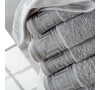 NFK Textile Greek Key Towels Luxury Hotel Quality Embroidered 100% Egyptian Cotton 8 pcs Bale Set & Bath Sheets (Silver, 8 pics Bale Set)