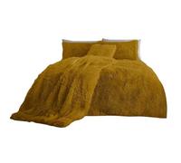 NFK TEXTILE Snuggle Scape Fleece Duvet Set Luxury Bedding Super Soft Warm & Cosy Fluffy Fur Duvet Set (Ochre, King)