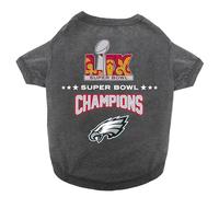 NFL 2025 Super Bowl LIX Championship Pet Tee Shirt, Durable Sporty Pet Tee, Size X-Small. Kansas City Chiefs VS Philadelphia Eagles NFL Champ Dog T-Shirt. Licensed NFL Winning Shirt for Dogs & Cats
