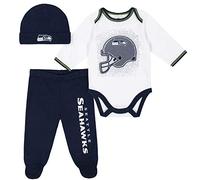 NFL 3 Pack BODYSUIT FOOTED PANT AND CAP, Blue boySeattle Seahawks, 0-3M