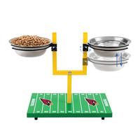 NFL Arizona Cardinals Goalpost Football Field Dog Feeder - Adjustable Elevated Dog Bowls with Stand, 2 Stainless Steel Bowls, Non-Slip Rubber Feet, Raised Pet Feeder for Large & Small Dogs, Cats.
