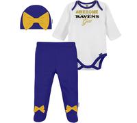 NFL Baby Girls' 3Pc Bodysuit Footed Pant & Cap Set Baltimore Ravens 3-6 Months