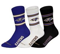 NFL Baltimore Ravens 3pk Crew Socks, Purple-White-Black, 43-46 (Pack of 3)