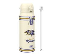 Ion8 NFL Ravens Sports Thermal Water Bottle with Removable Straw, 750ml/24oz, Leak-proof Vacuum Insulated Drinking Bottle, Easy to Open, Secure Lock, Dishwasher Safe, Flip Cover, Metal water Bottle