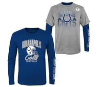 NFL Boys Youth 8-20 Game Day Team Color 3 Pack T-Shirt and Long Sleeve Combo Shirt Set, Indianapolis Colts, L