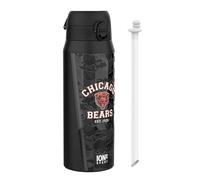 NFL Chicago Bears Sports Thermal Water Bottle with Removable Straw, 750ml/24oz, Leak Proof Insulated Drinking Bottle, Easy to Open, Secure Lock, Dishwasher Safe, Flip Cover, Metal Water Bottle