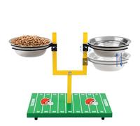 NFL Cleveland Browns Goalpost Football Field Dog Feeder - Adjustable Elevated Dog Bowls with Stand, 2 Stainless Steel Bowls, Non-Slip Rubber Feet, Raised Pet Feeder for Large & Small Dogs, Cats.
