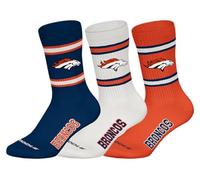 NFL Denver Broncos 3 Pack Crew Socks - NNY/WHT/ORG - 43/46