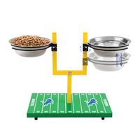 NFL Detroit Lions Goalpost Football Field Dog Feeder - Adjustable Elevated Dog Bowls with Stand, 2 Stainless Steel Bowls, Non-Slip Rubber Feet, Raised Pet Feeder for Large & Small Dogs, Cats.