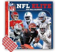 NFL Elite Calendar 2026 Square Wall Calendar with FREE Organising Stickers Included