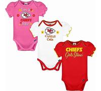NFL Gerber Baby Girl's Standard 3 Pack Short Sleeve Onesie Bodysuit, Team Color, 0-3 Months
