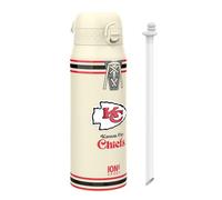 Ion8 NFL Chiefs Sports Thermal Water Bottle with Removable Straw, 750ml/24oz, Leak-proof Vacuum Insulated Drinking Bottle, Easy to Open, Secure Lock, Dishwasher Safe, Flip Cover, Metal water Bottle