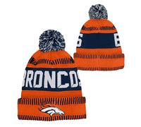 NFL Kids Youth 8-20 Hat One Size Team Color Primary Logo Official Sport Tech Knit Cold Weather Football Bobble Hat, Denver Broncos, One Size